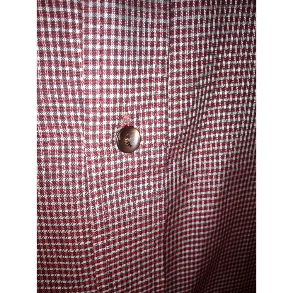 Fabindia Checked Shirt Men's Sz 40 Long Sleeve Fitted Button Down Brown Burgundy